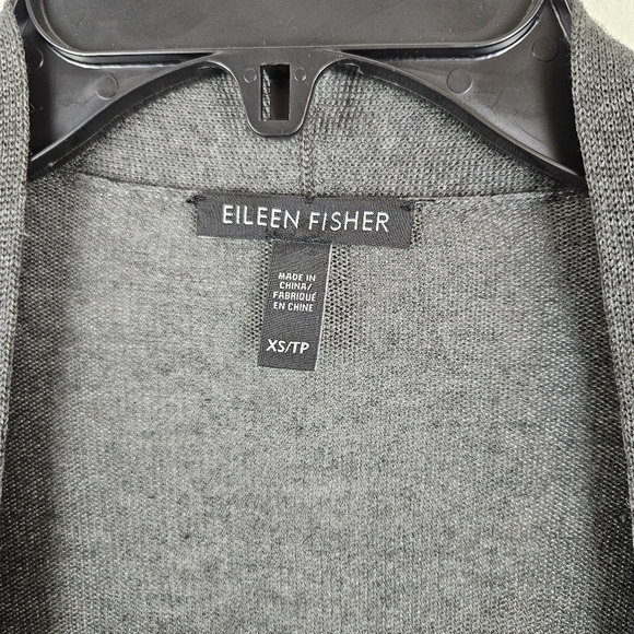 Eileen Fisher Tencel Merino Wool Open Front Light Cardigan XS Minimalist Gray - Picture 3 of 5
